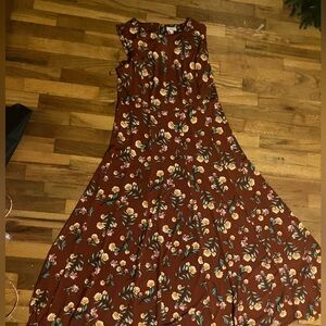 Sleeveless Floral Tea Length Dress